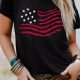 American Flag Print Black Crew Neck T-Shirt