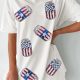 American Flag Sequin Can Oversized Graphic Tee in White