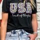 Leopard Pattern American Pride Graphic Tee