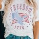 Liberty Eagle 1776 Patriotic Tee with Flag Print – White