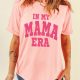 Pink Nostalgia Letter Print Crew Neck Graphic Tee